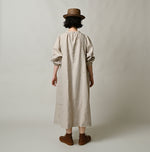 60 Linen Embroidery Puff Sleeve Dress