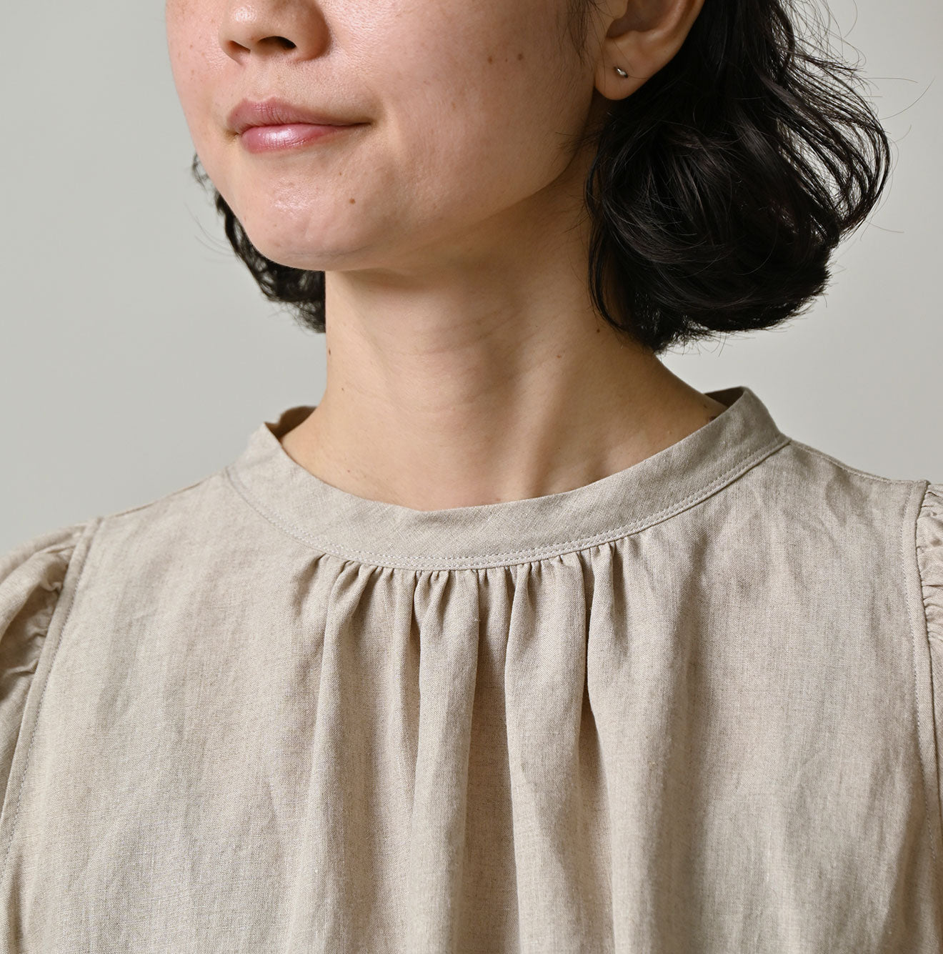 60 Linen Embroidery Puff Sleeve Dress - Image 5