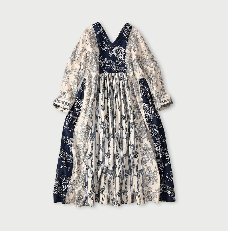 45R Khadi Block-Print Patchwork Dress