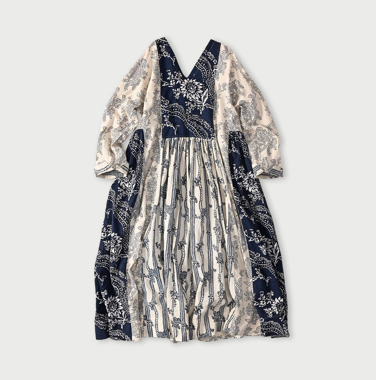 45R Khadi Block-Print Patchwork Dress