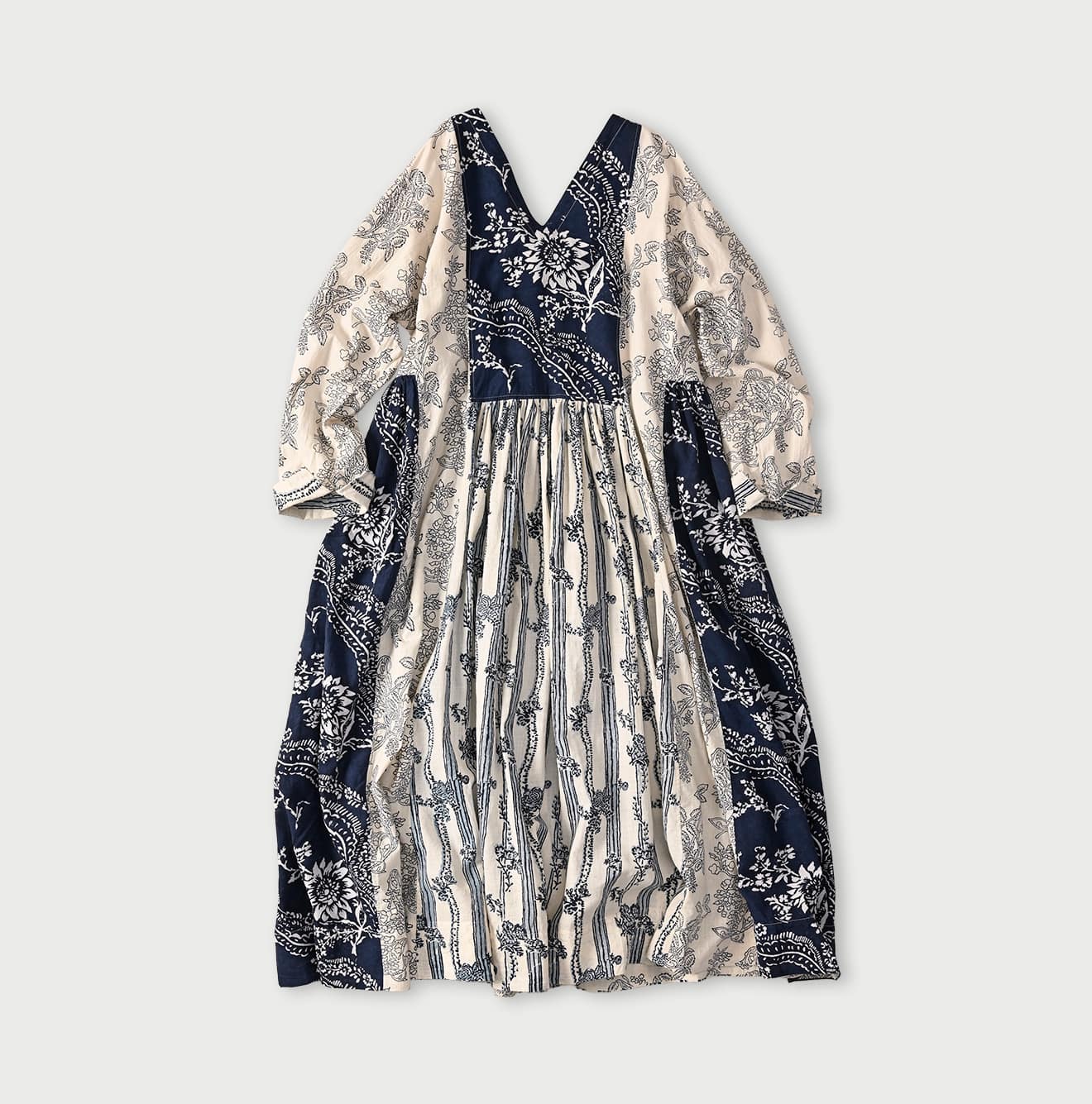 45R Khadi Block-Print Patchwork Dress