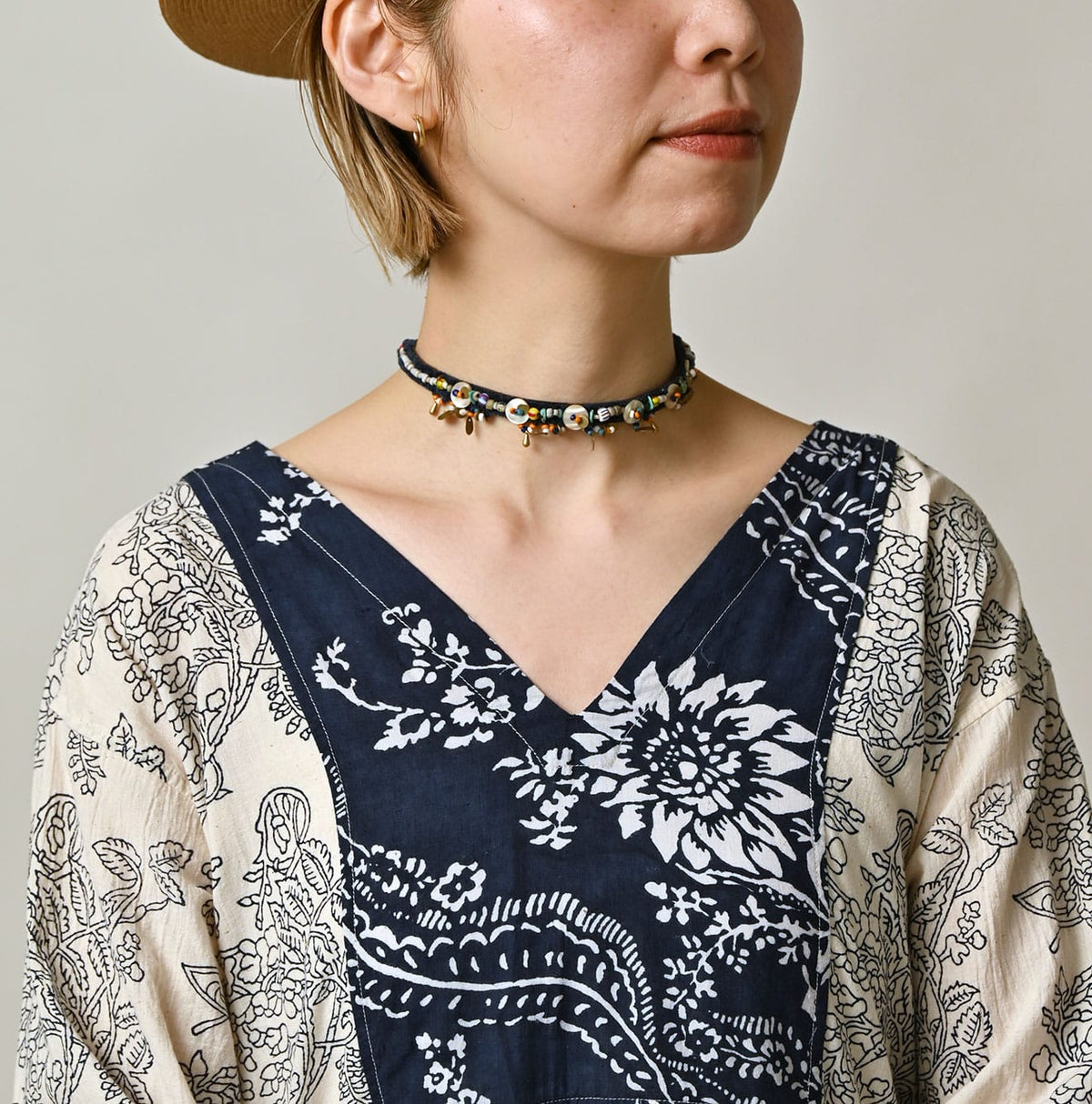 45R Khadi Block-Print Patchwork Dress