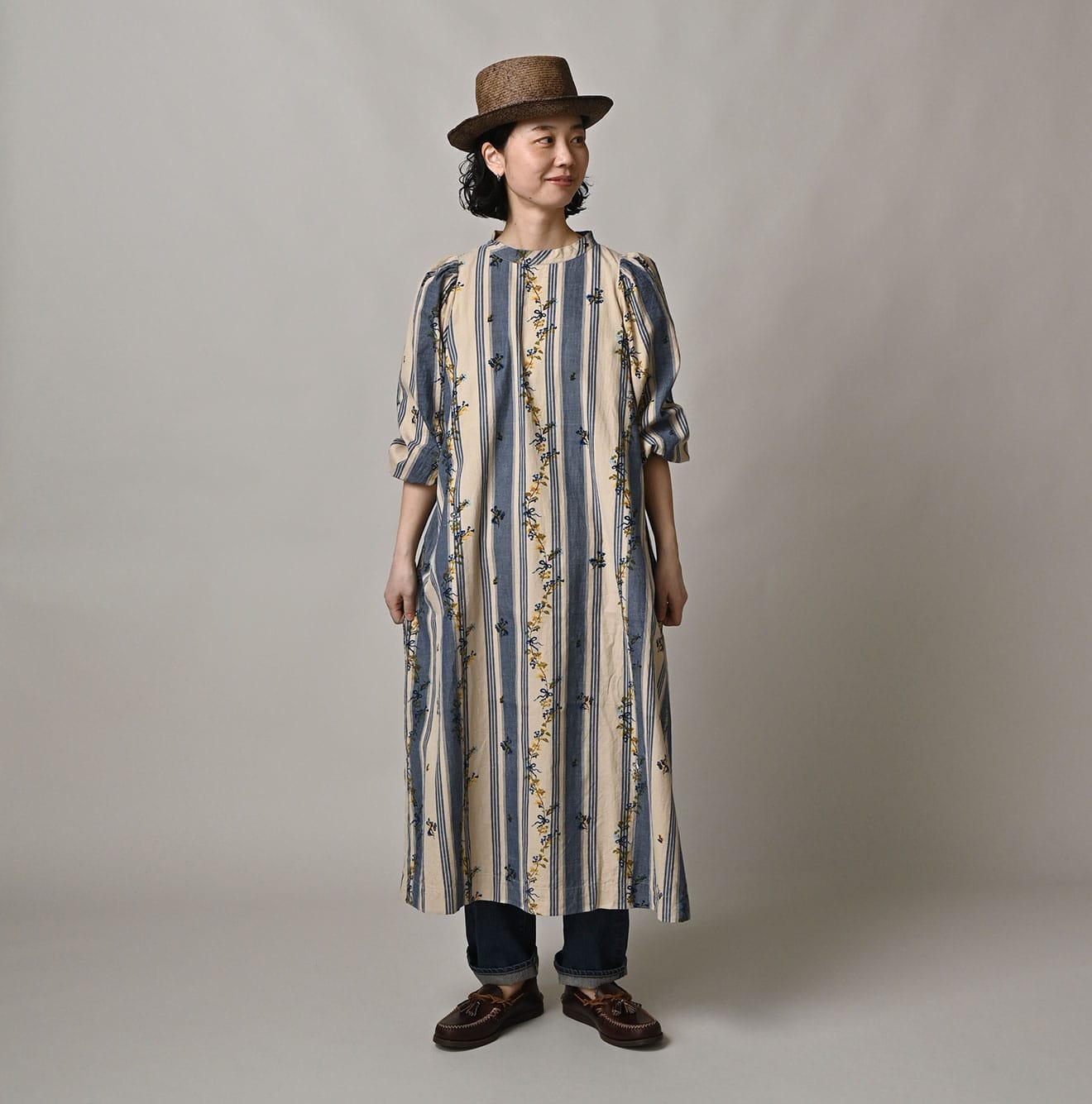 45R Khadi Ox Sajiki Puff Sleeve Dress - Image 4
