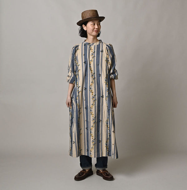 45R Khadi Ox Sajiki Puff Sleeve Dress