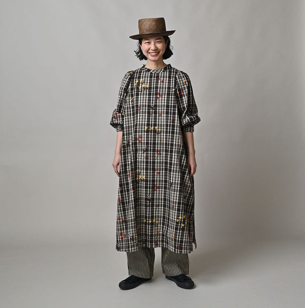 45R Khadi Ox Sajiki Puff Sleeve Dress