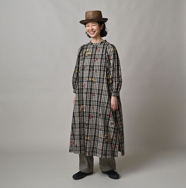 45R Khadi Ox Sajiki Puff Sleeve Dress