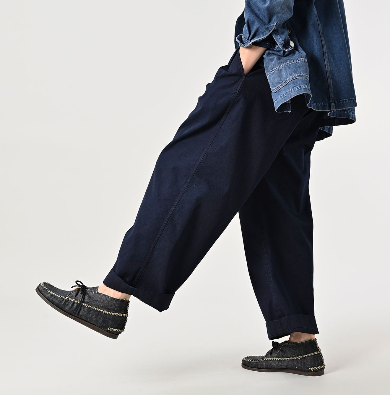 45R Indigo Gabardine Charlotte Baggy Pants