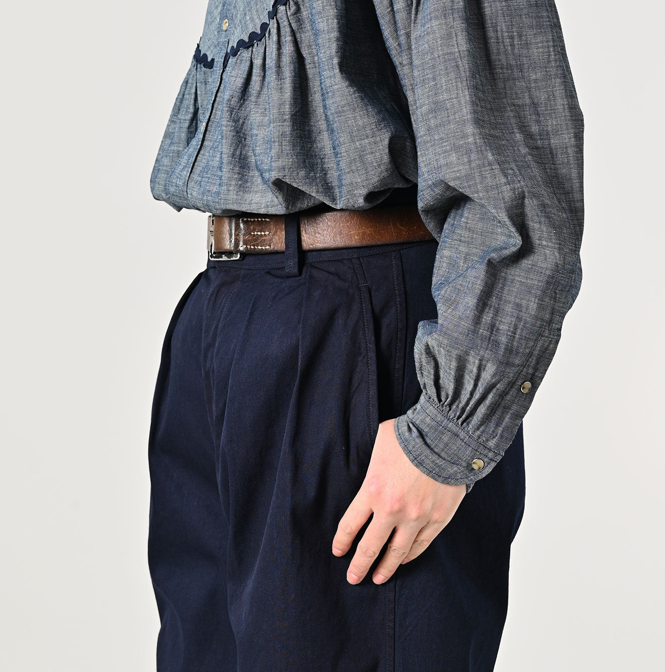 Indigo Gabardine Charlotte Baggy Pants (Size 2) - 45R by 45rpm studio