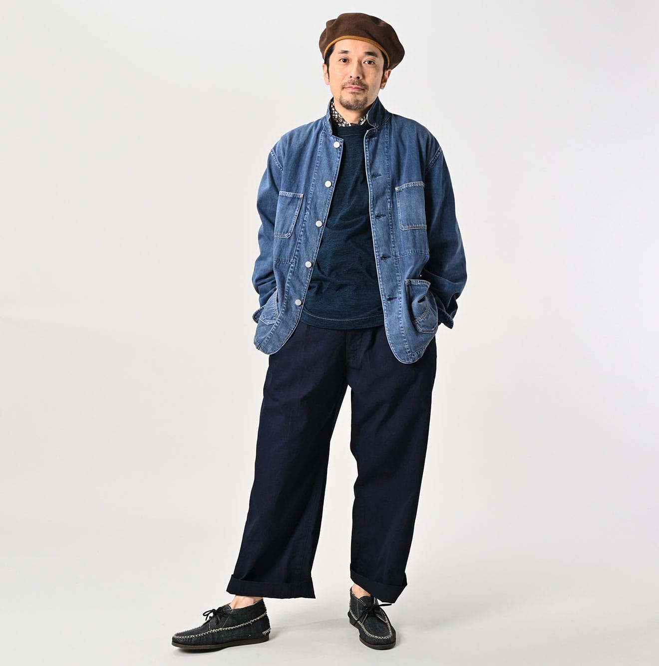 45R Indigo Gabardine Charlotte Baggy Pants