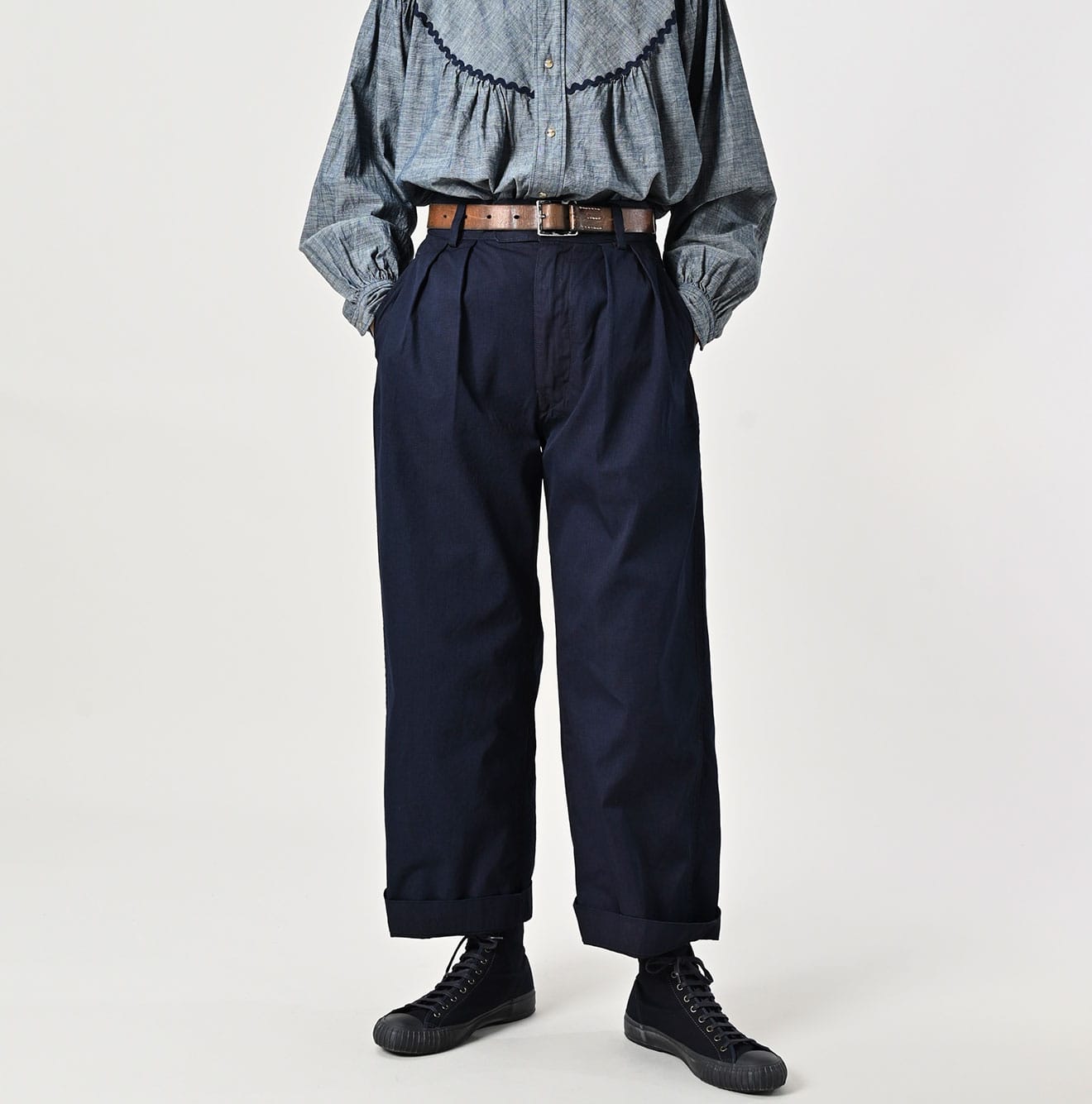 45R Indigo Gabardine Charlotte Baggy Pants