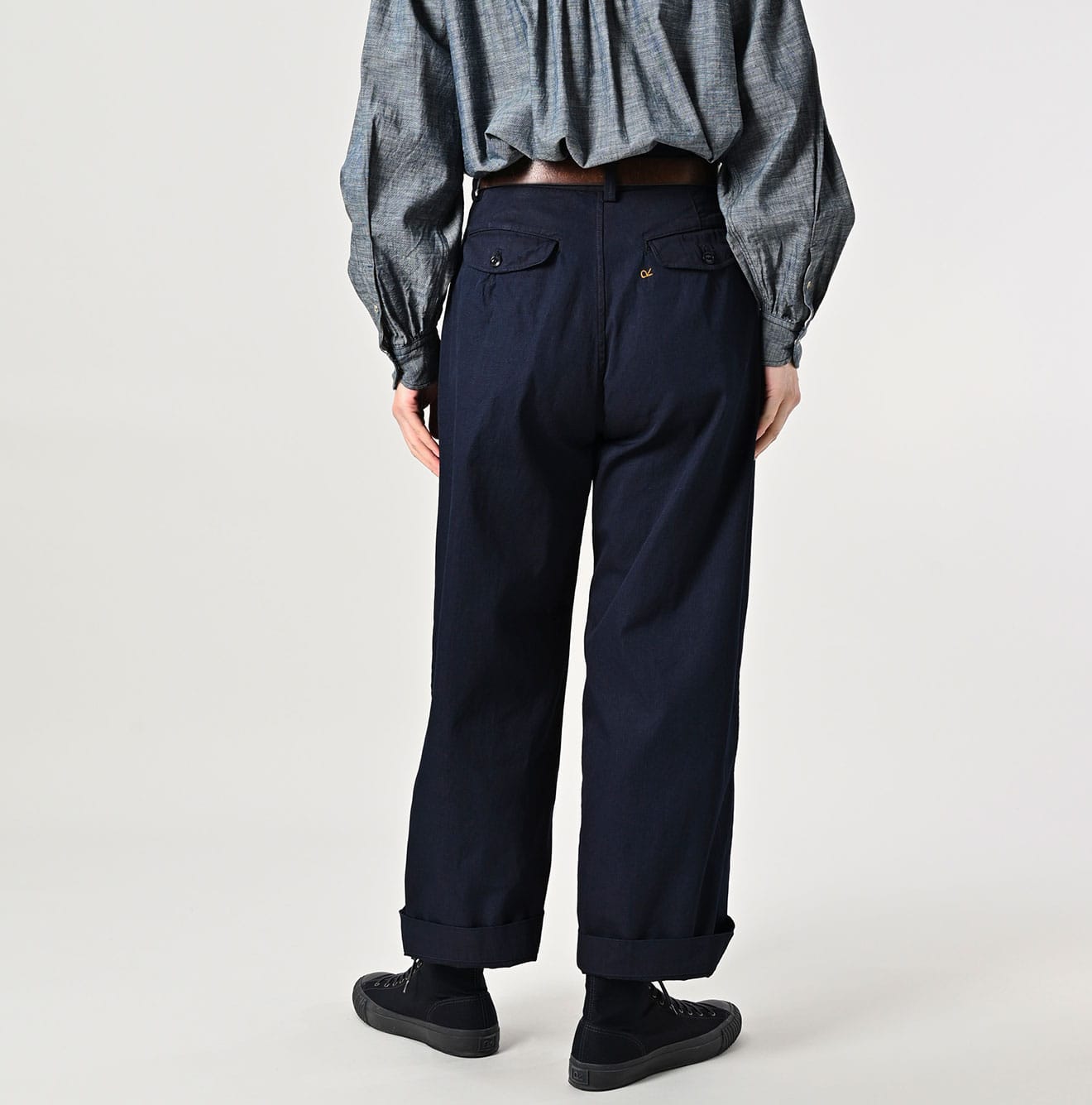 Indigo Gabardine Charlotte Baggy Pants (Size 2) - 45R by 45rpm studio