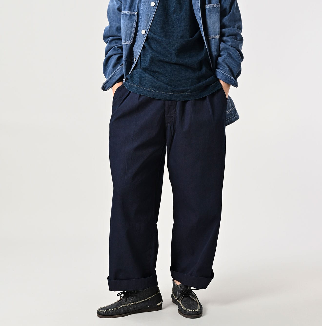 45R Indigo Gabardine Charlotte Baggy Pants