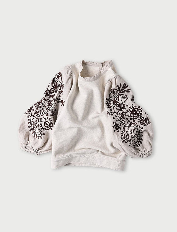 Top Cotton Fleece Flower Embroidery Puff Sweat