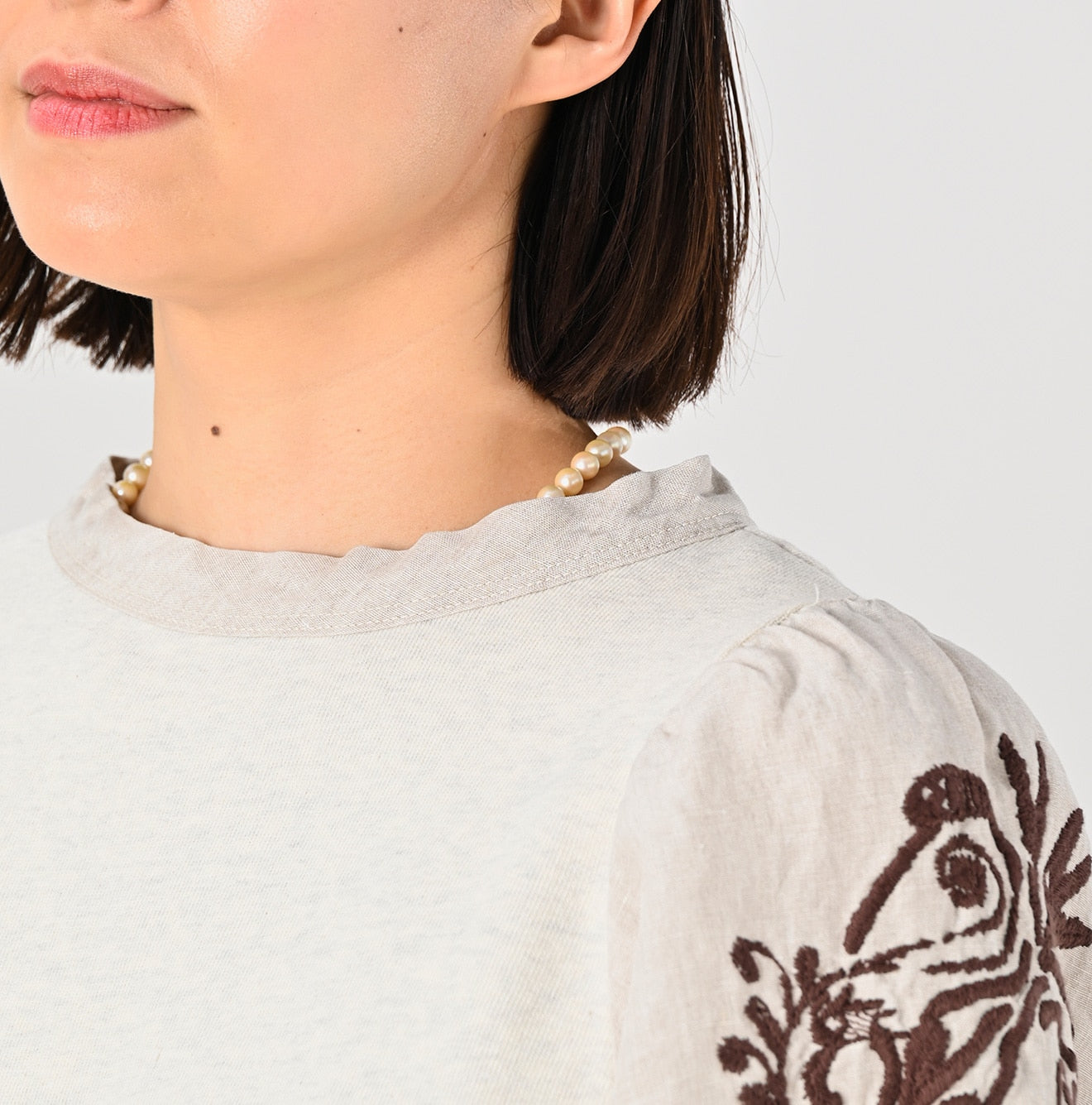 45R Top Cotton Fleece Flower Embroidery Puff Sweat