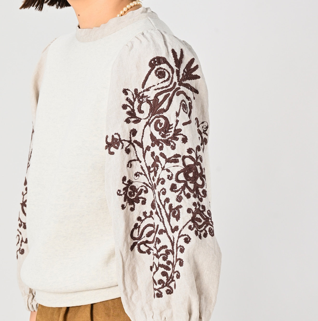 45R Top Cotton Fleece Flower Embroidery Puff Sweat