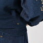 45R Indigo Cotton Fleece Flower Embroidery Puff Sweat