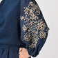 45R Indigo Cotton Fleece Flower Embroidery Puff Sweat