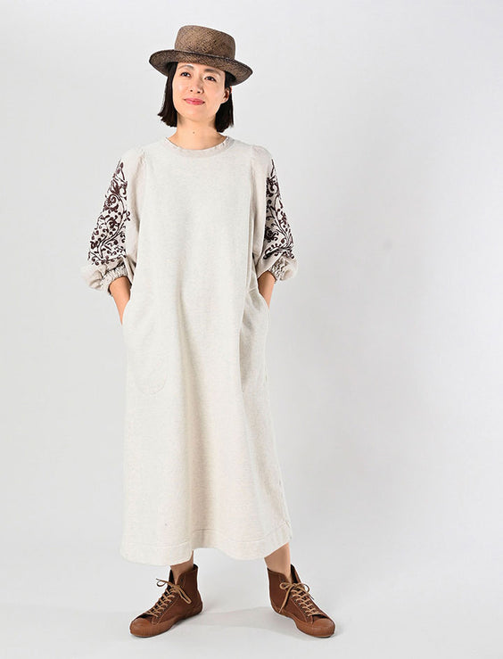 Top Cotton Fleece Embroidery Puff Dress