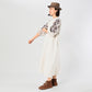 45R Top Cotton Fleece Embroidery Puff Dress