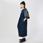 45R Indigo Cotton Fleece Embroidery Puff Dress