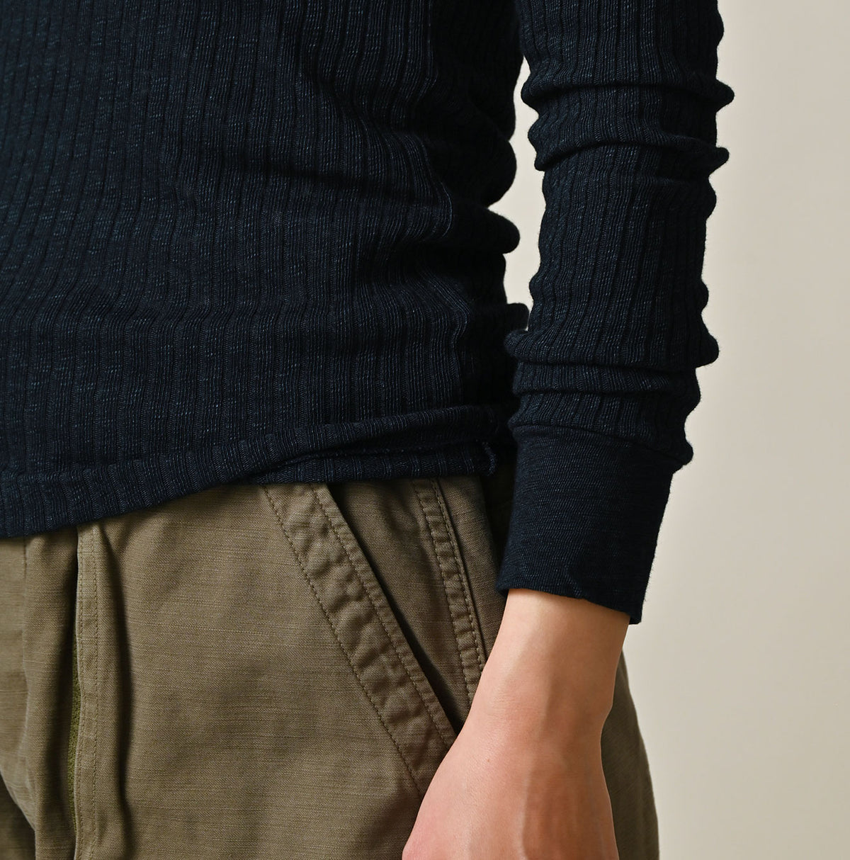 45R Indigo Toton Teleco Henley T-shirt