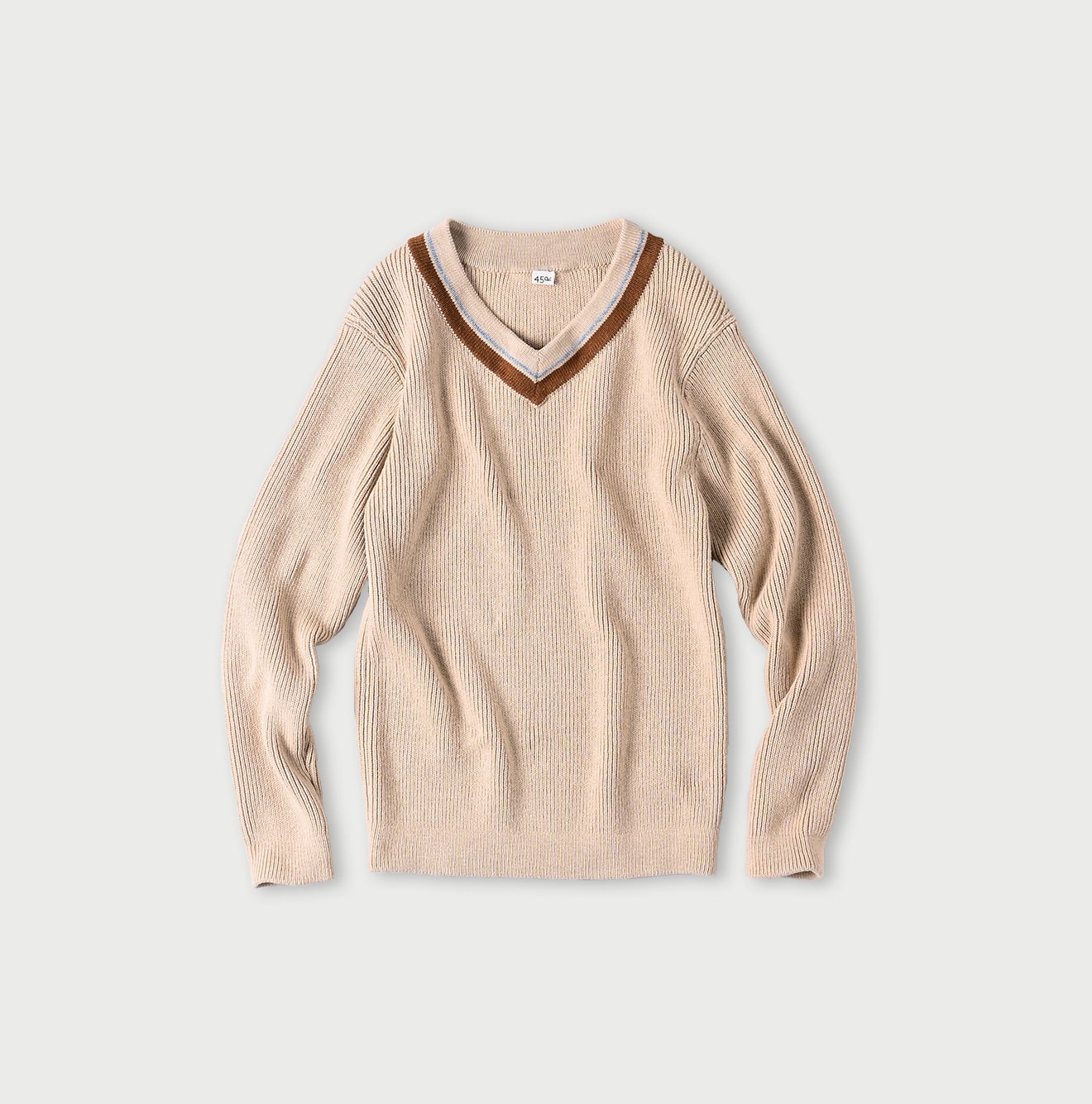 45R Beige Tilden Knit-sewn Sweater