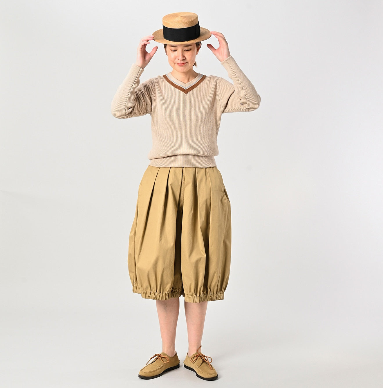 Beige Tilden Knit-sewn Sweater