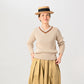 45R Beige Tilden Knit-sewn Sweater