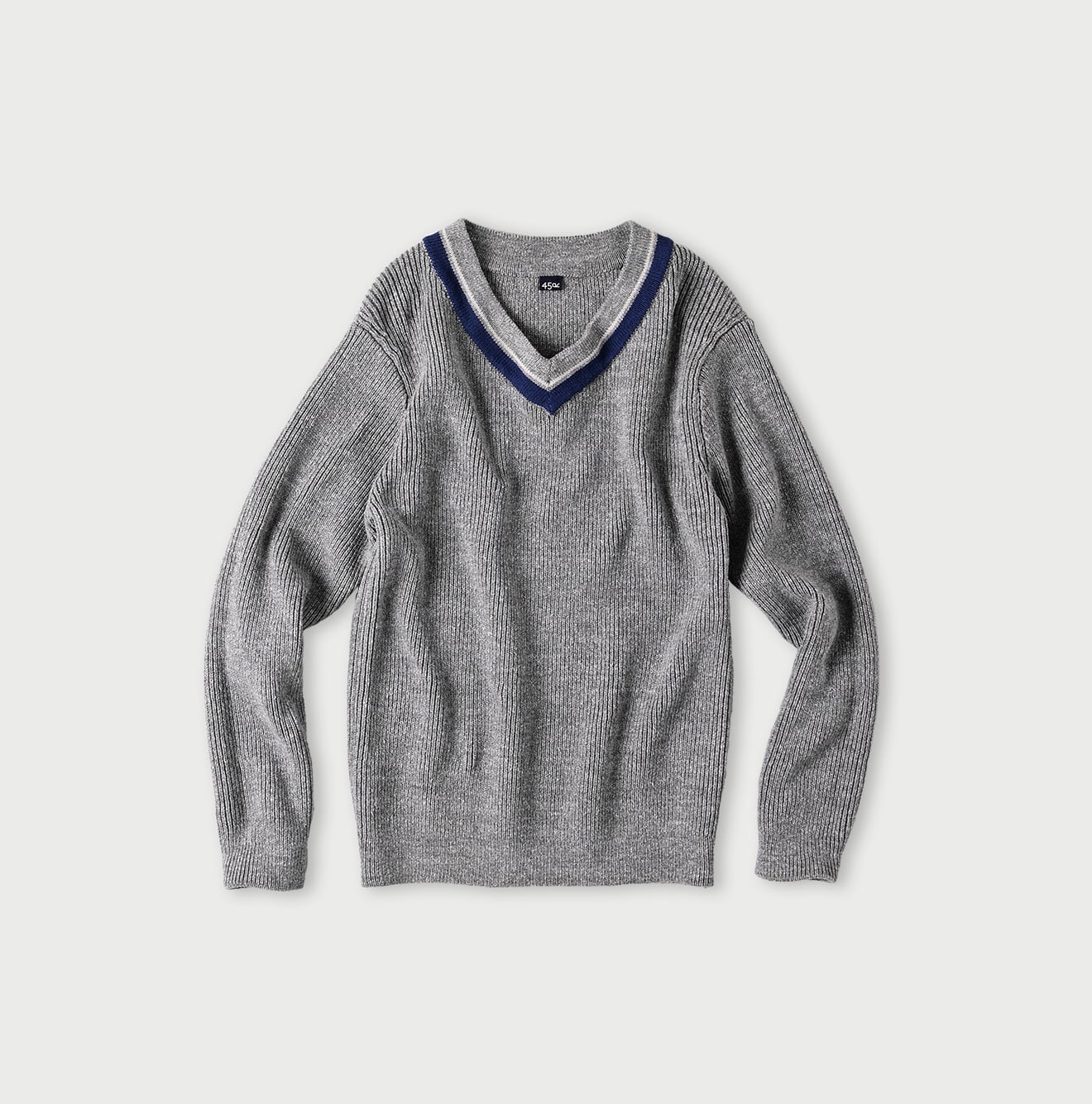 45R Gray Top Tilden Knit-sewn Sweater