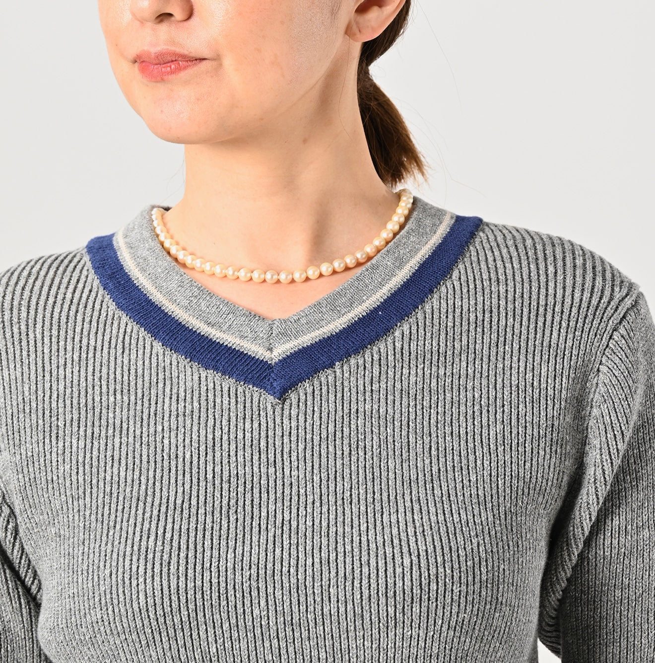 Gray Top Tilden Knit-sewn Sweater (Size 2) - 45R by 45rpm studio