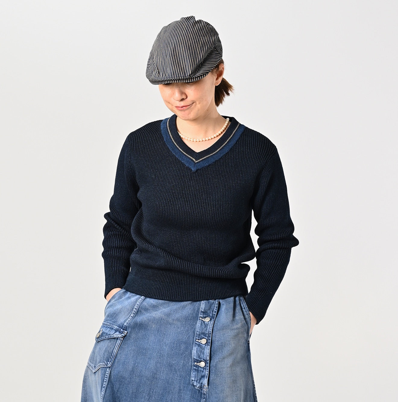 45R Indigo Tilden Knit-sewn Sweater