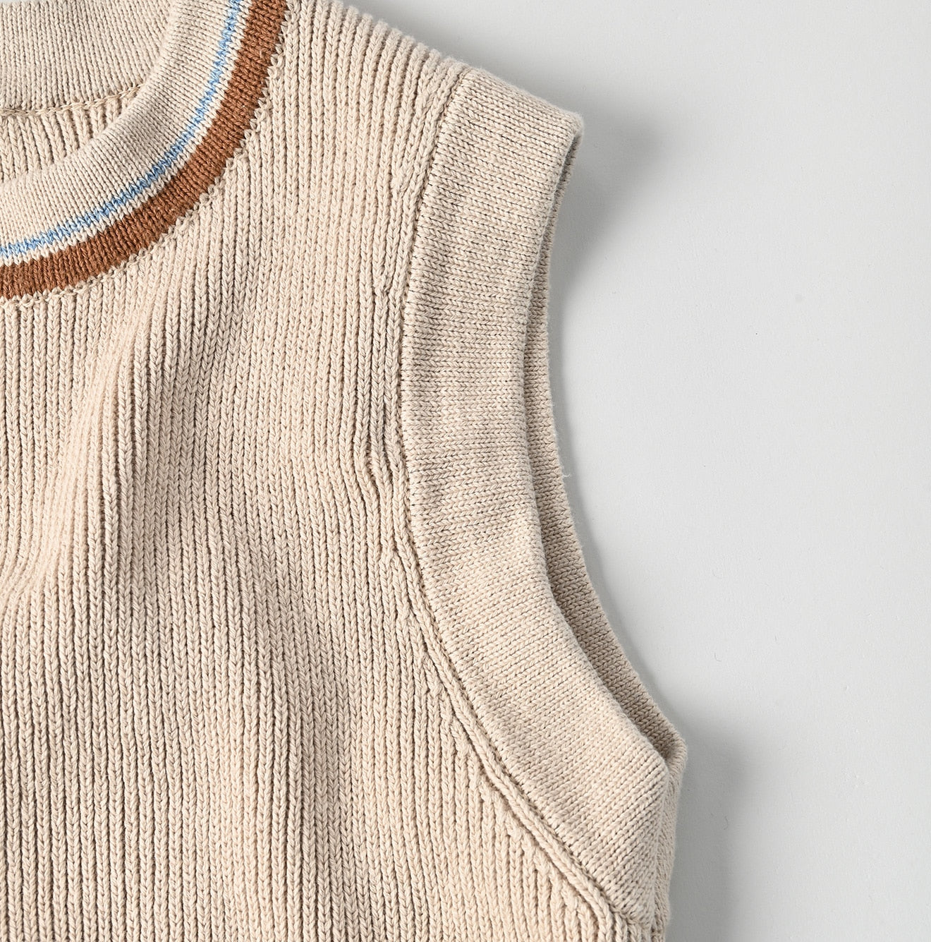 45R Beige Tilden Knit-sewn Vest