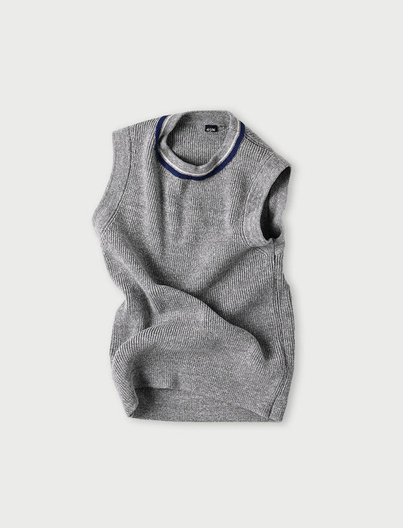 Gray Top Tilden Knit-sewn Vest