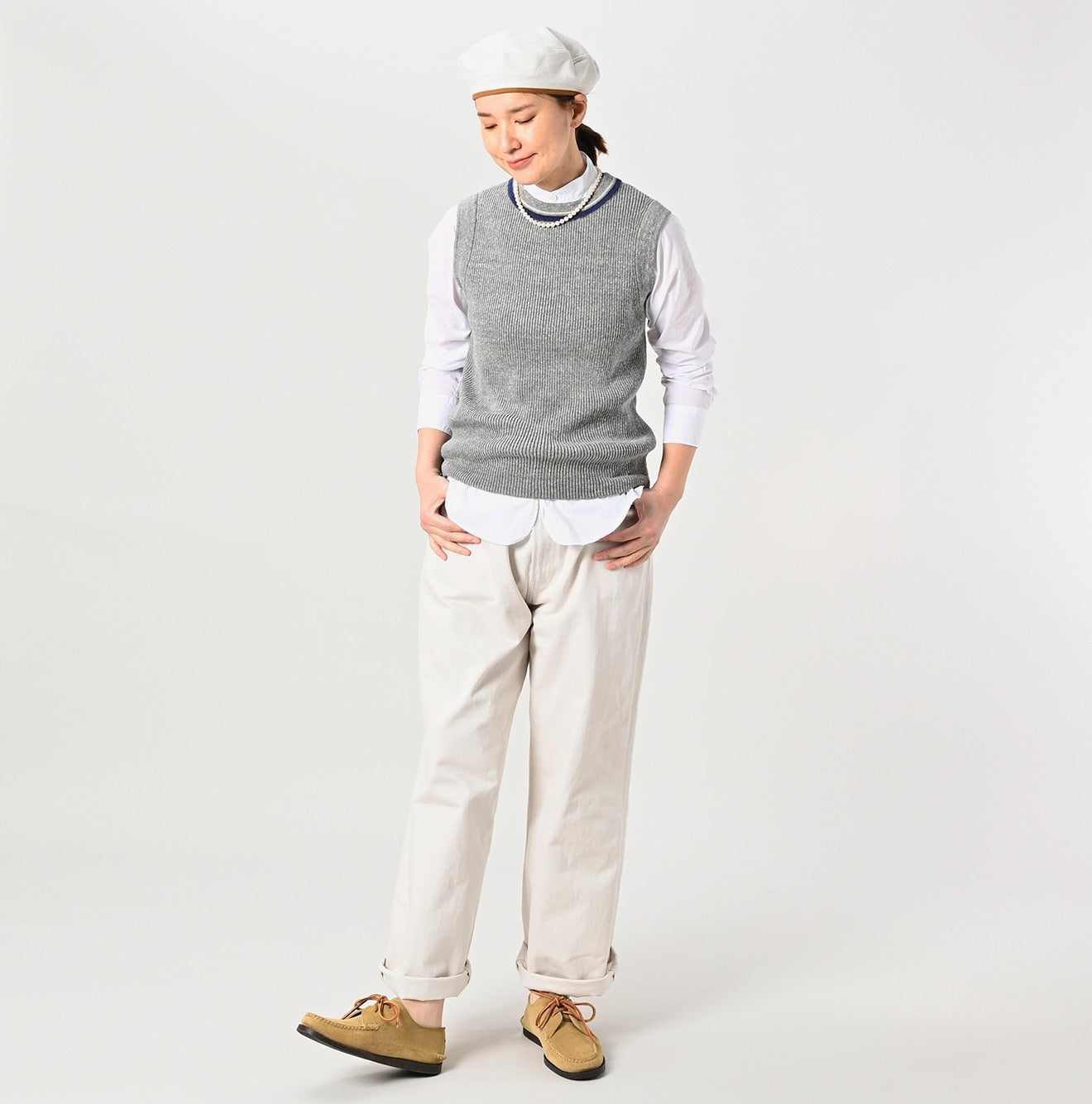 45R Gray Top Tilden Knit-sewn Vest