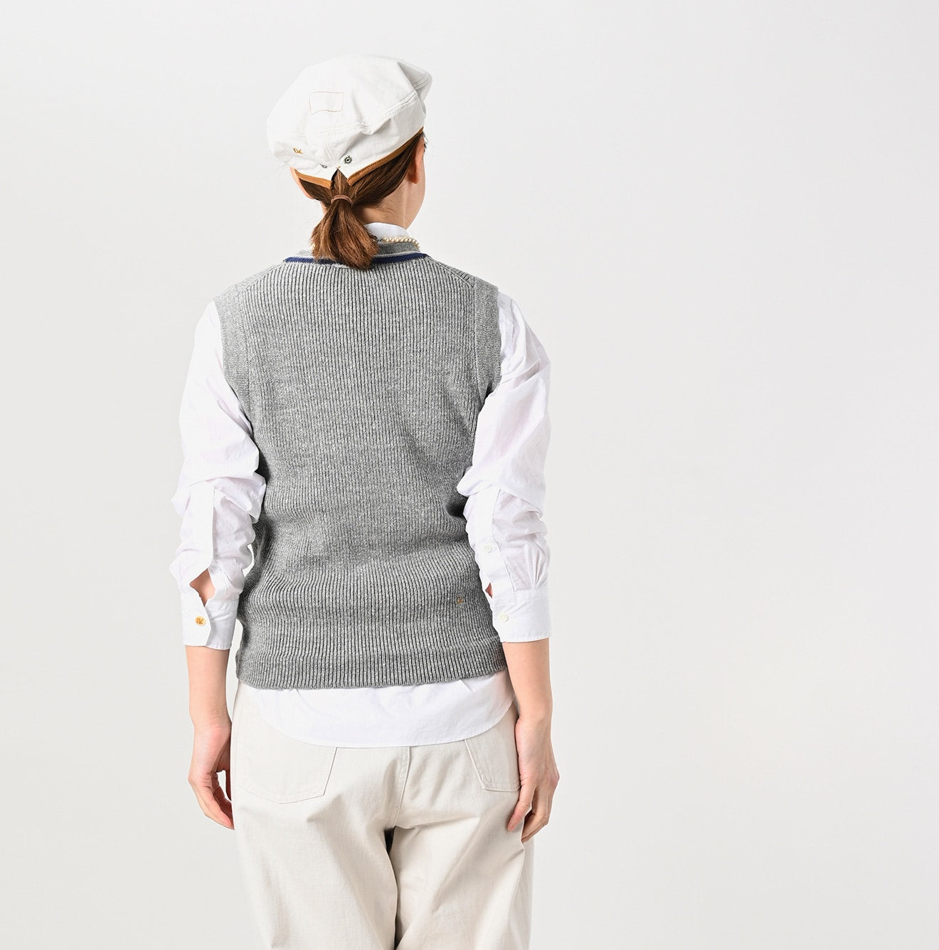 Gray Top Tilden Knit-sewn Vest (Size 2) - 45R by 45rpm studio