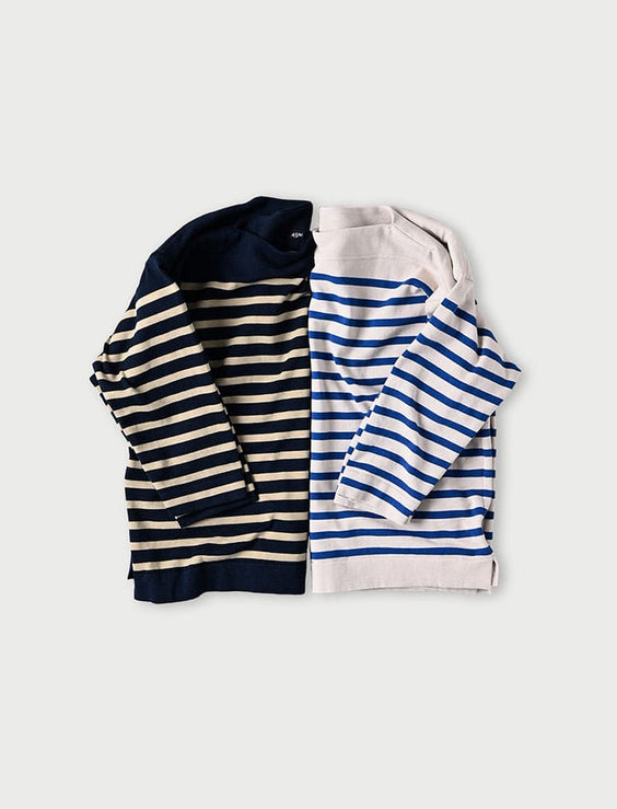 Stripe Knit-sewn Square Top