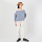 45R Stripe Knit-sewn Square Top