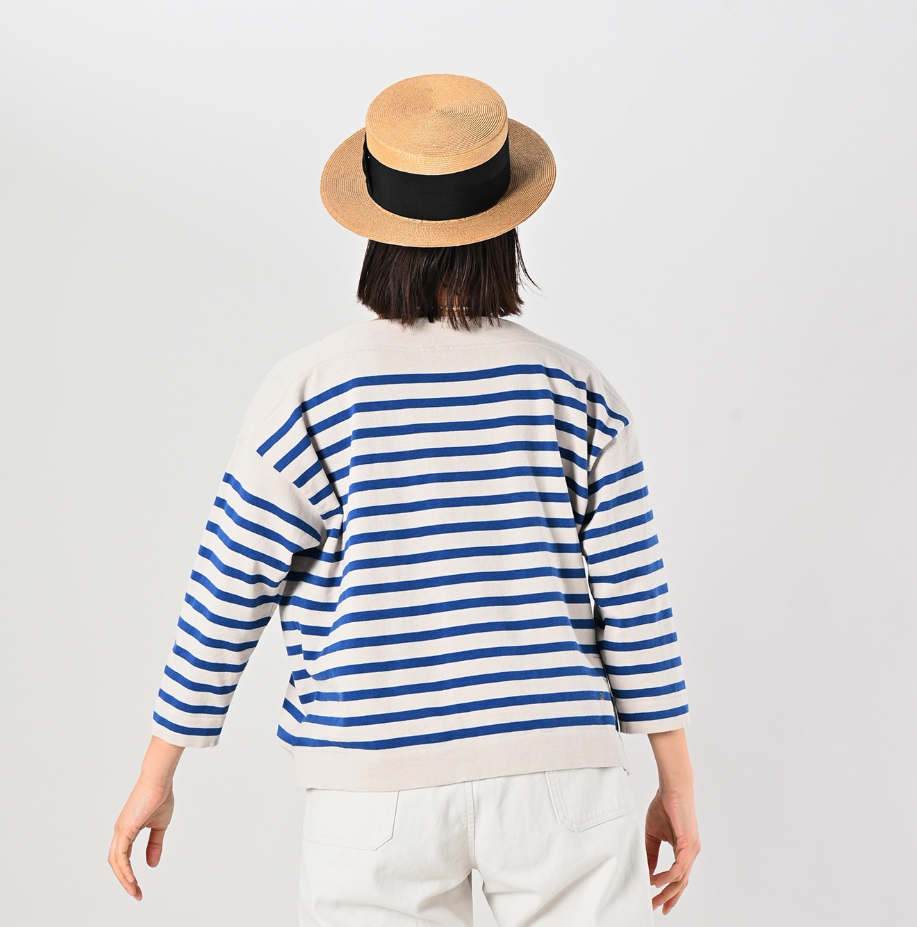 45R Stripe Knit-sewn Square Top