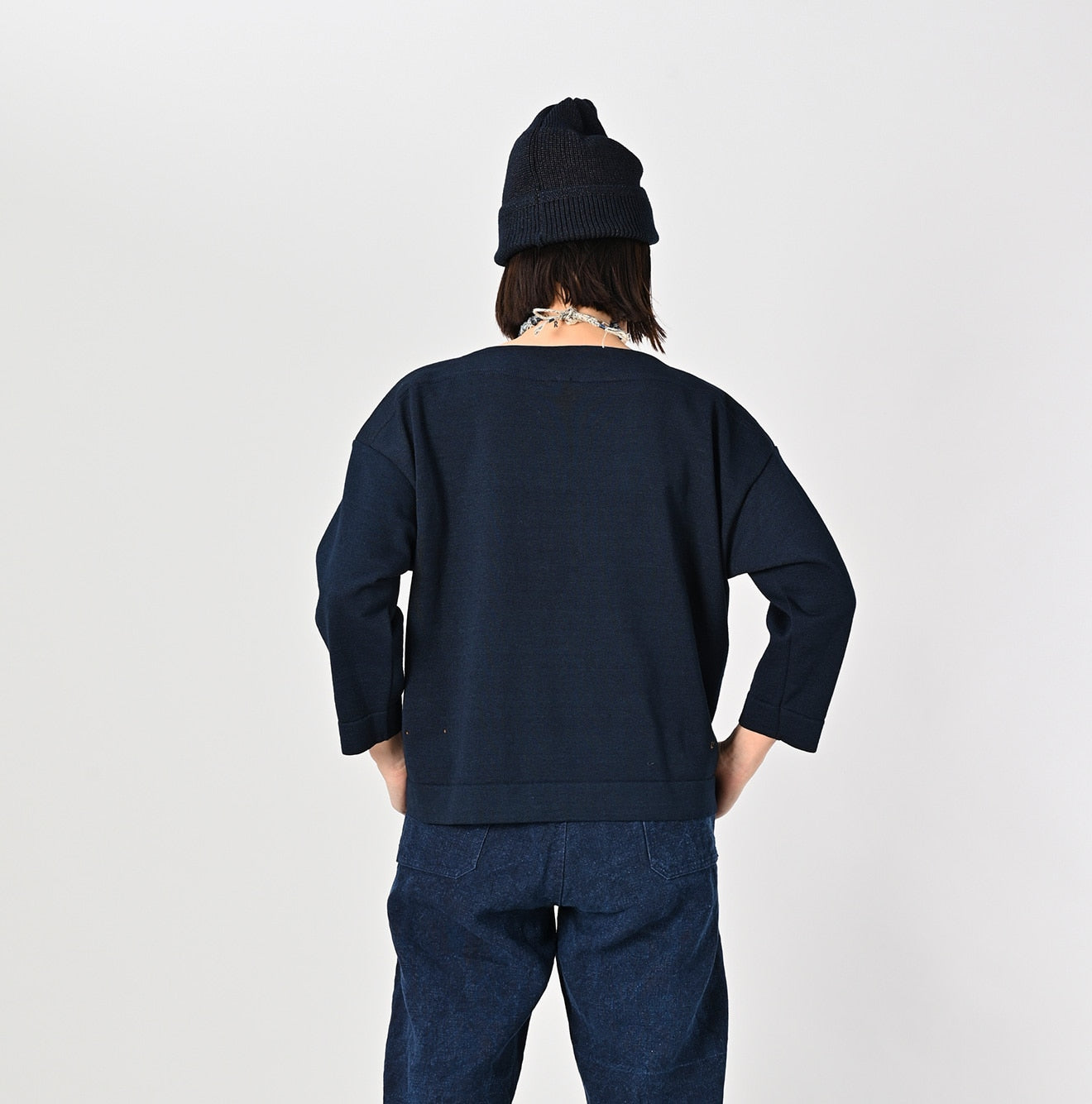 Indigo Stripe Knit-sewn Square Top - 45R by 45rpm studio