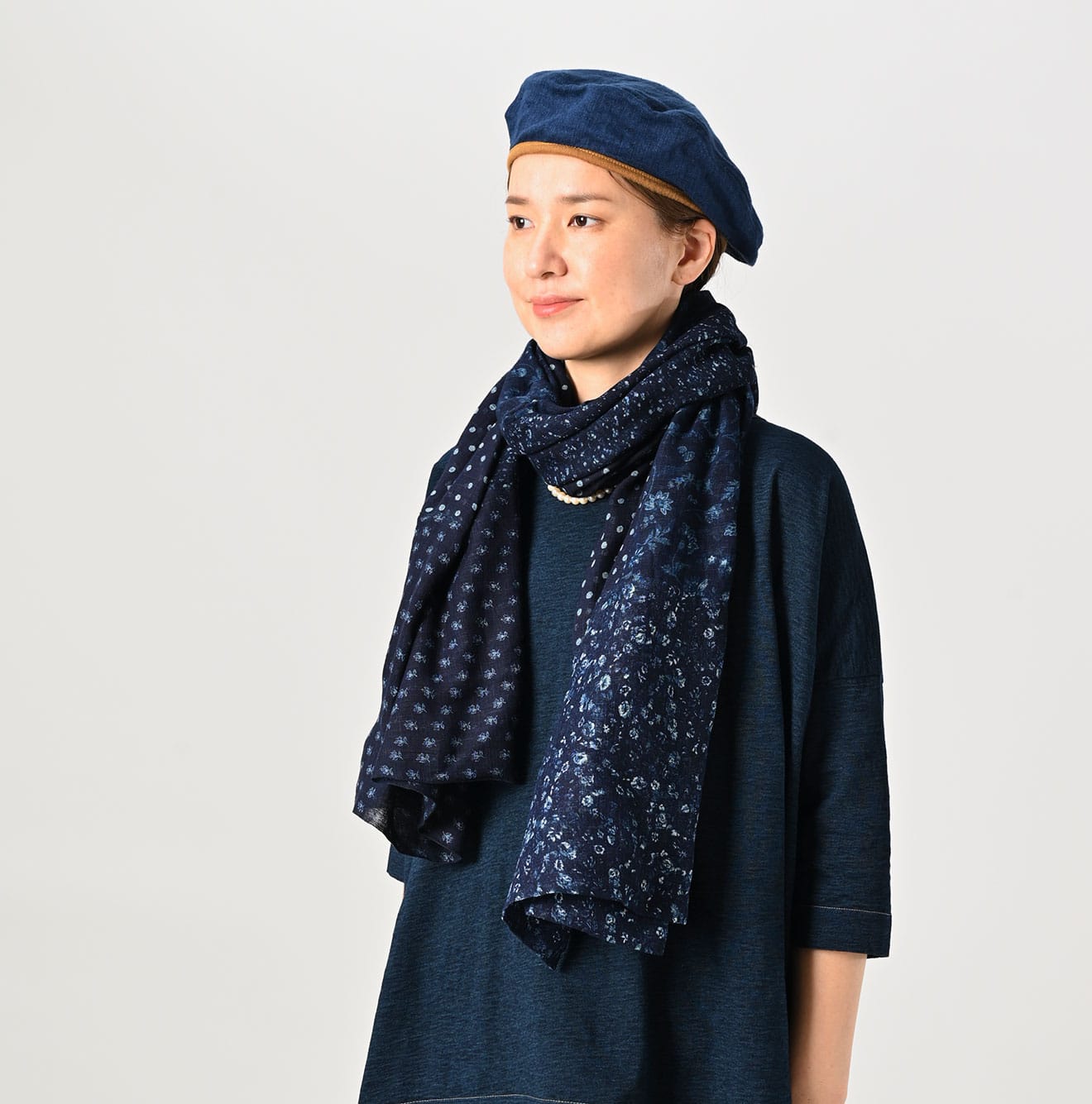 Indigo Bassen Mix Gauze Patchwork Stole - 45R by 45rpm studio