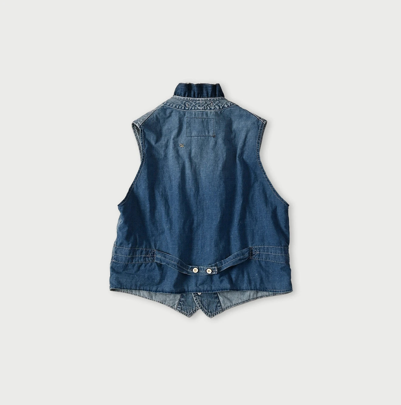 45R Mugihiko Denim Frilled Work Vest - Image 12