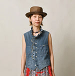 45R Mugihiko Denim Frilled Work Vest