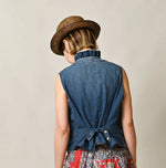 45R Mugihiko Denim Frilled Work Vest
