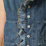 45R Mugihiko Denim Frilled Work Vest