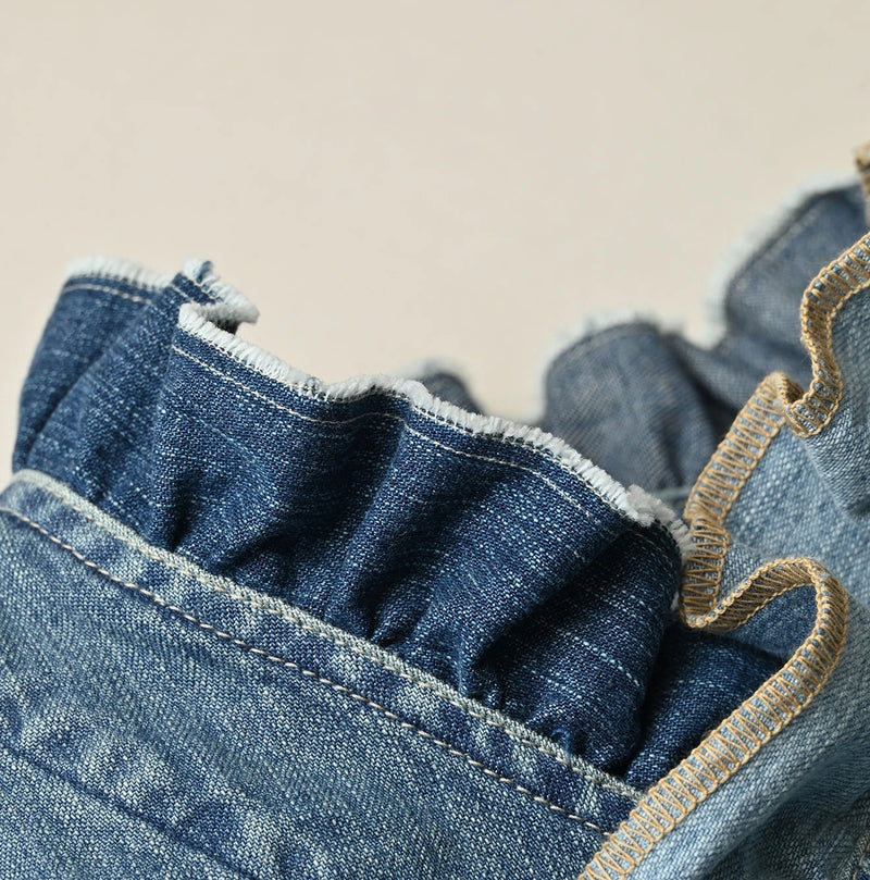 45R Mugihiko Denim Frilled Work Vest - Image 14