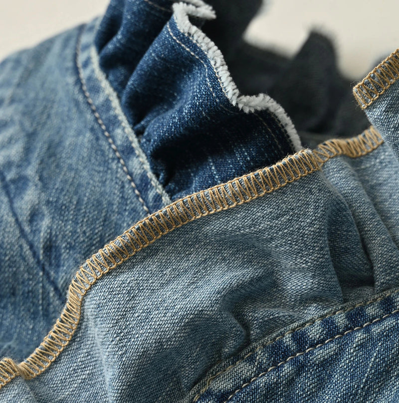 45R Mugihiko Denim Frilled Work Vest - Image 15