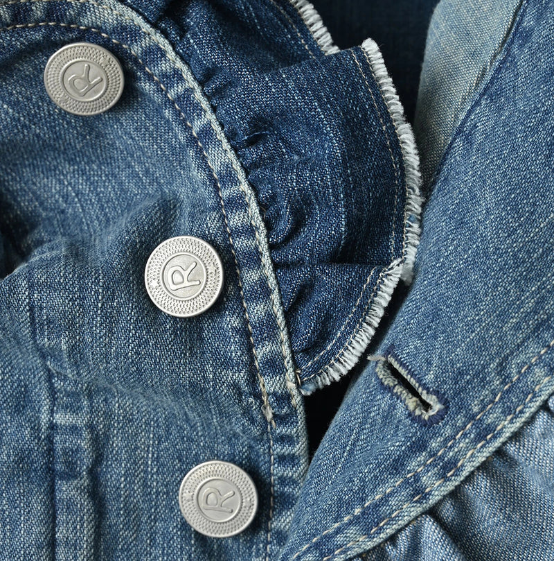 45R Mugihiko Denim Frilled Work Vest - Image 16