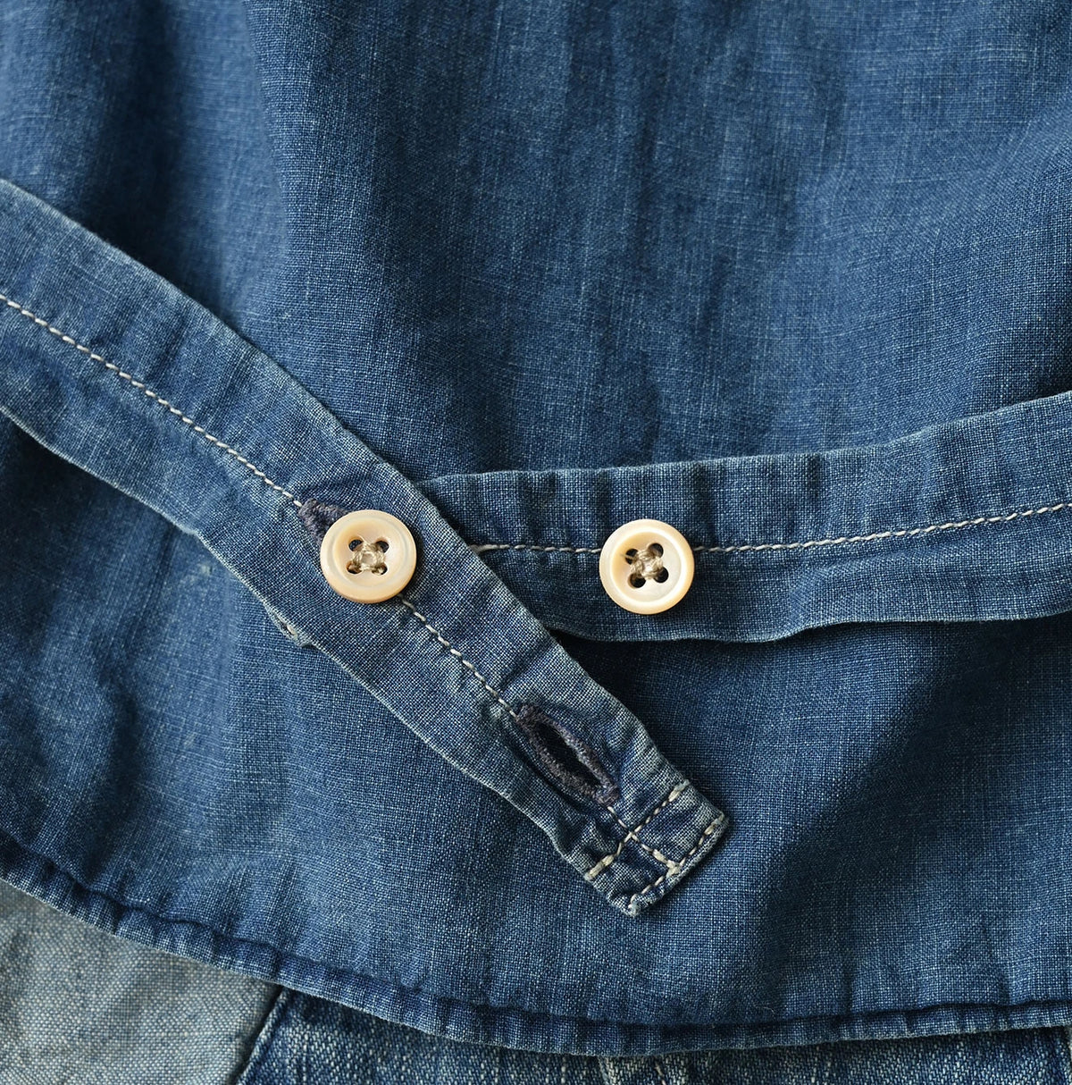 45R Mugihiko Denim Frilled Work Vest