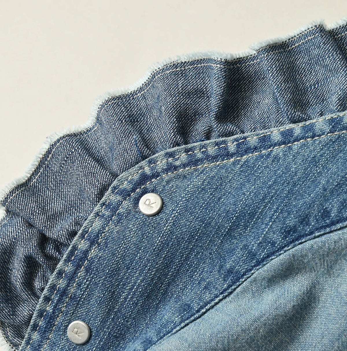 45R Mugihiko Denim Frilled Work Vest