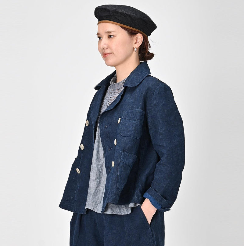 De Rien indigo linen double breasted JKT（Indigo Linen Annie 